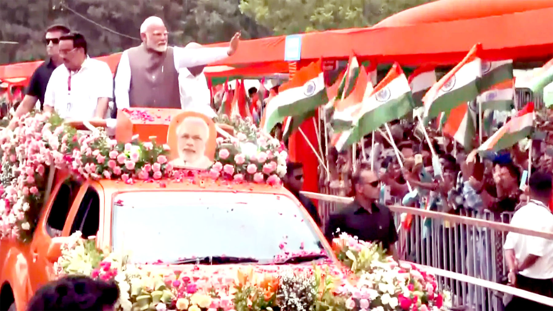Gujarat visit: PM Modi holds roadshow in Gandhinagar.